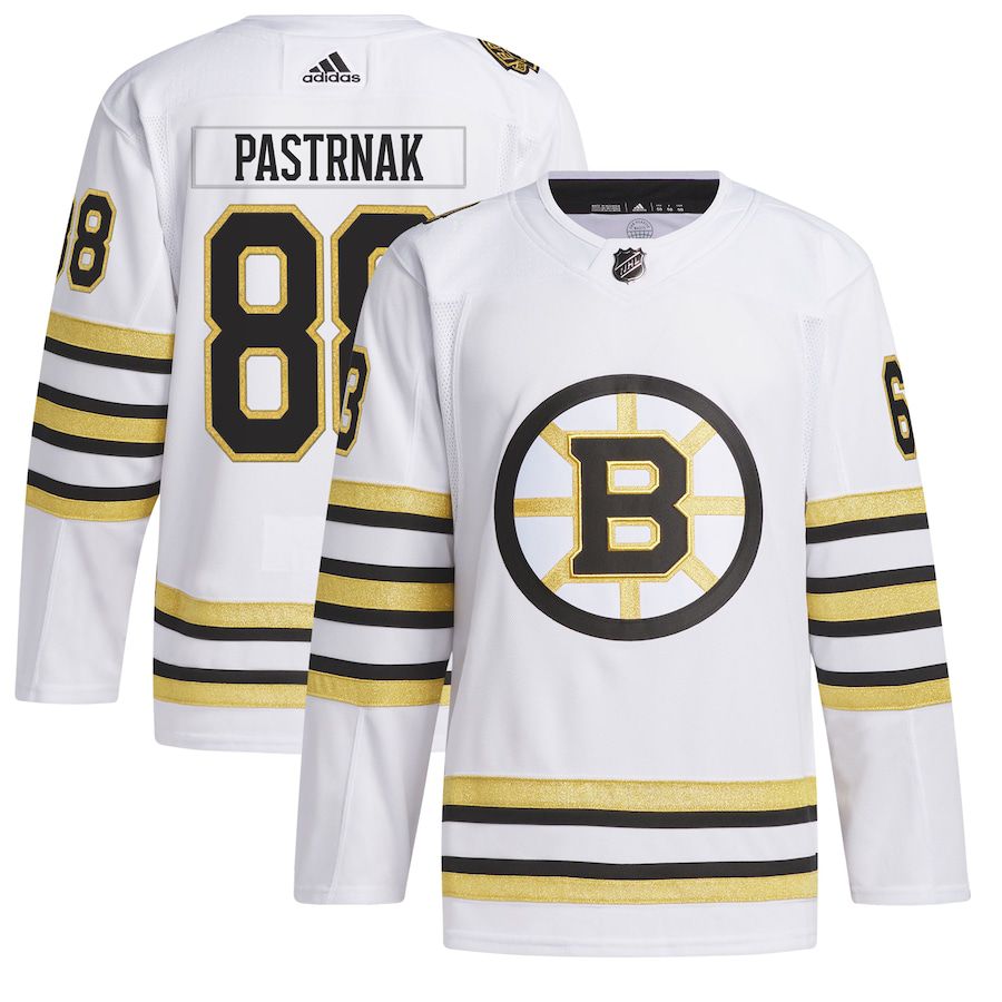 Men Boston Bruins 88 David Pastrnak adidas White Primegreen Authentic Pro Player NHL Jersey